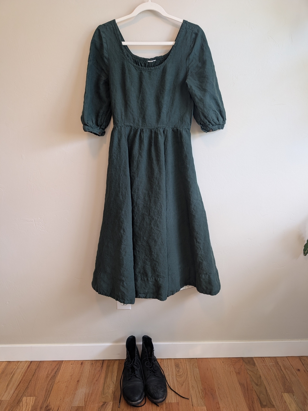 Son de Flor Forest Green 3/4 Sleeve Carmen dress